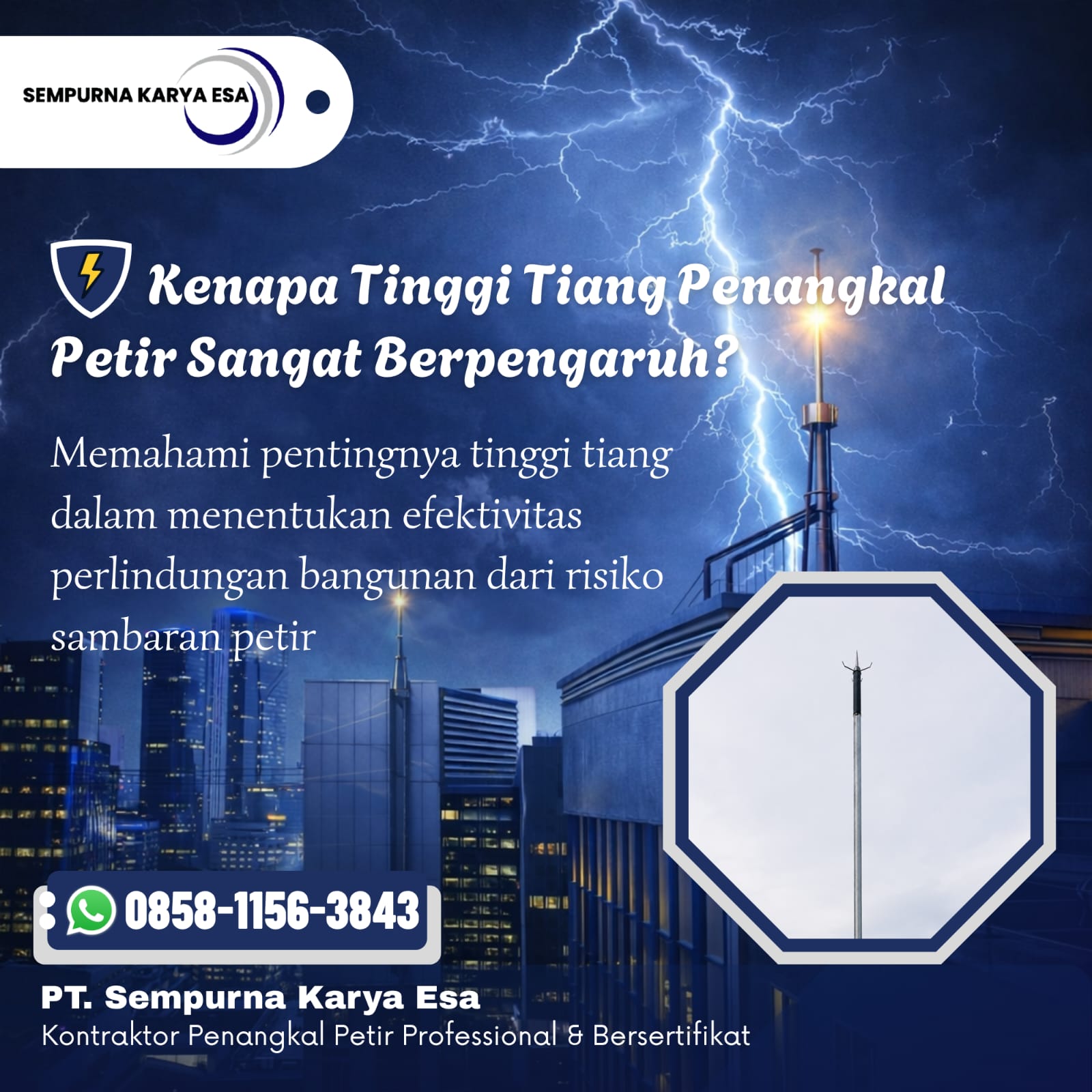 tinggi tiang penangkal petir