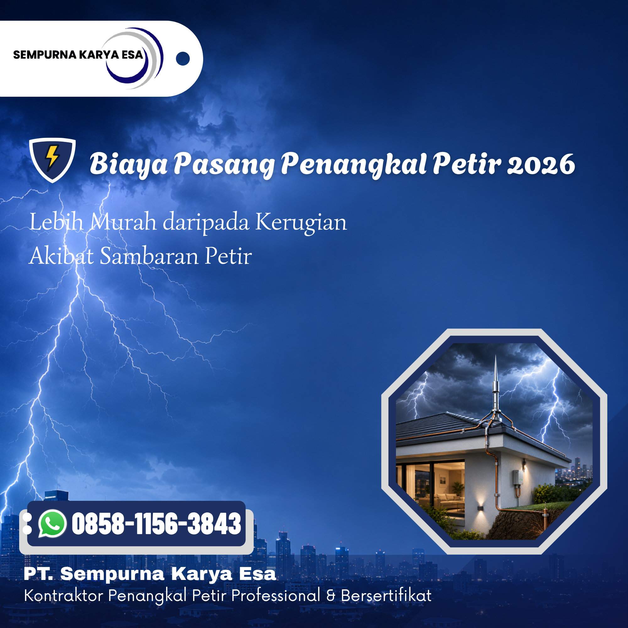 Biaya Pasang Penangkal Petir Tahun 2026: Lebih Murah daripada Kerugian Akibat Sambaran Petir