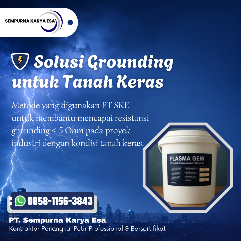 Kami menyediakan layanan menyeluruh mulai dari perencanaan, analisis kebutuhan lokasi, pemasangan sistem grounding alternatif, hingga pengujian untuk memastikan hasil sesuai standar teknis yang berlaku. Setiap proses dikerjakan oleh tenaga ahli berpengalaman agar sistem bekerja maksimal dan aman digunakan. Untuk informasi lebih lanjut, kunjungi:  www.jasaproteksipetir.com Untuk konsultasi dan layanan instalasi penangkal petir, hubungi:  0858-1156-3843 Percayakan kebutuhan instalasi penangkal petir Anda kepada tim profesional kami untuk solusi grounding yang tepat, aman, dan sesuai standar.