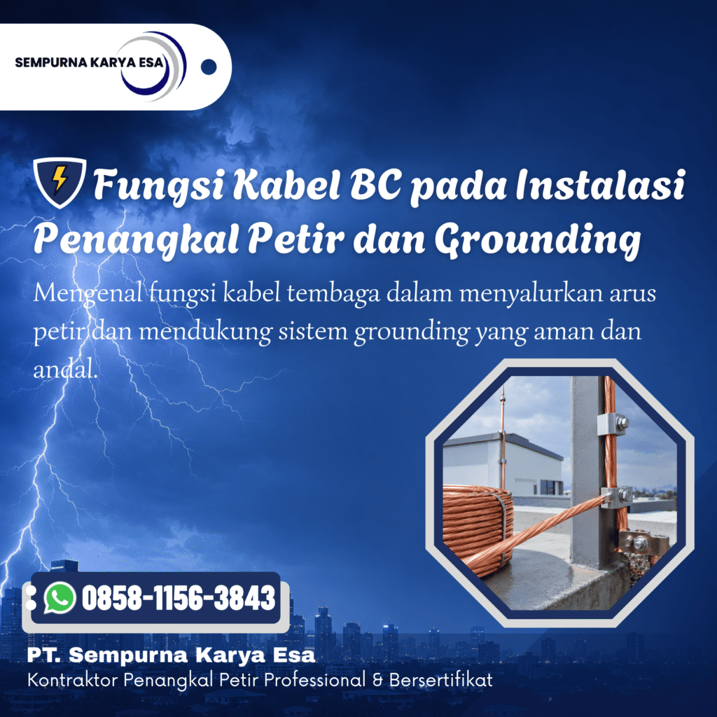 Fungsi Kabel BC pada Instalasi Penangkal Petir dan Grounding